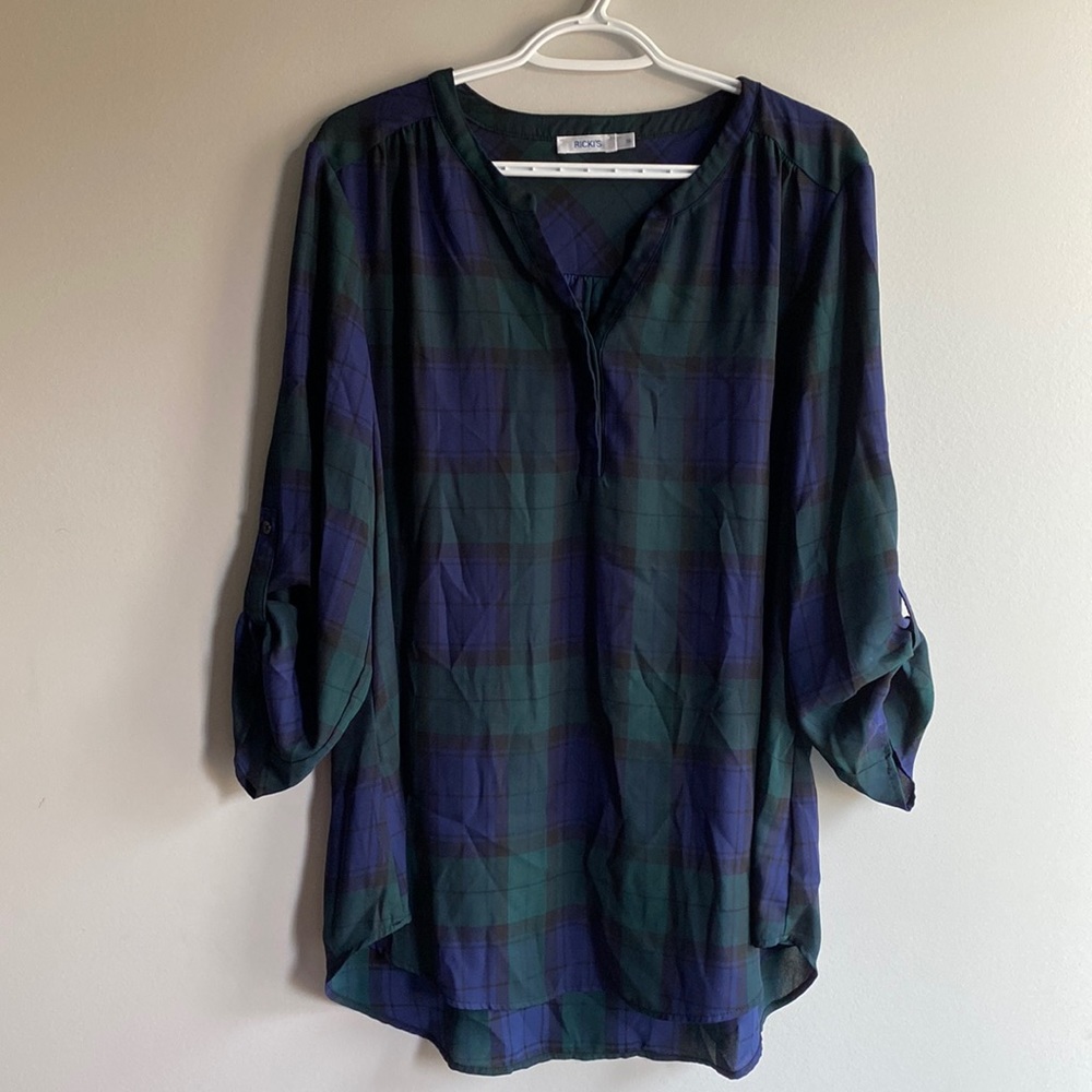 Forest Green and Navy Plaid Tunic from Ricki’s size 16
